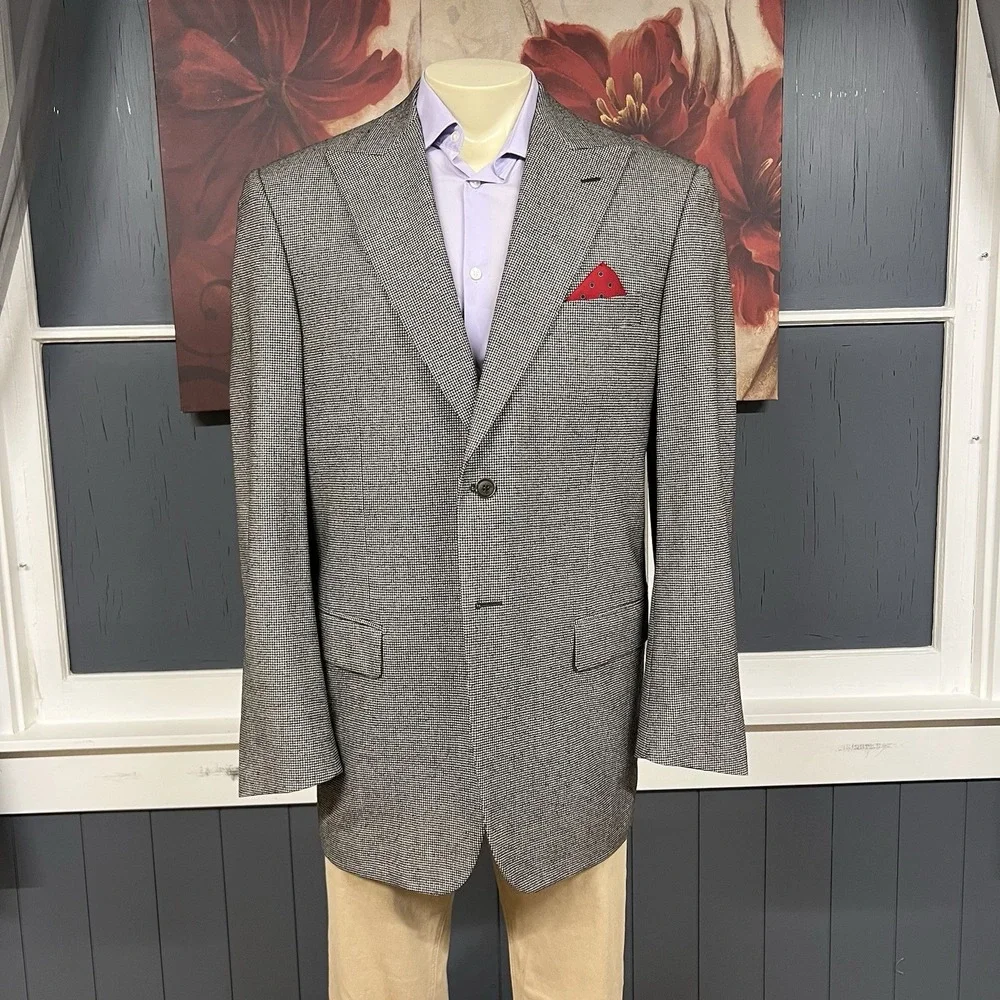 Vintage Pal Zileri Ventless Blazer Sport‎ Coat Mens 44L Long Wool Gray Flannel